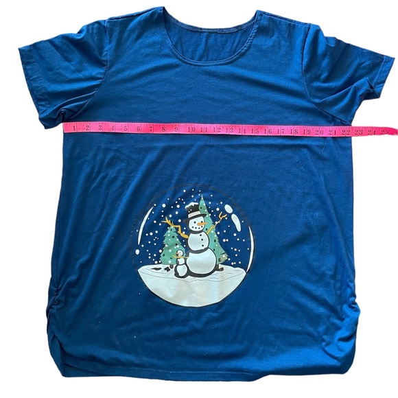 Snowman Christmas snow globe print maternity tee shirt T shirt top - Picture 2 of 6